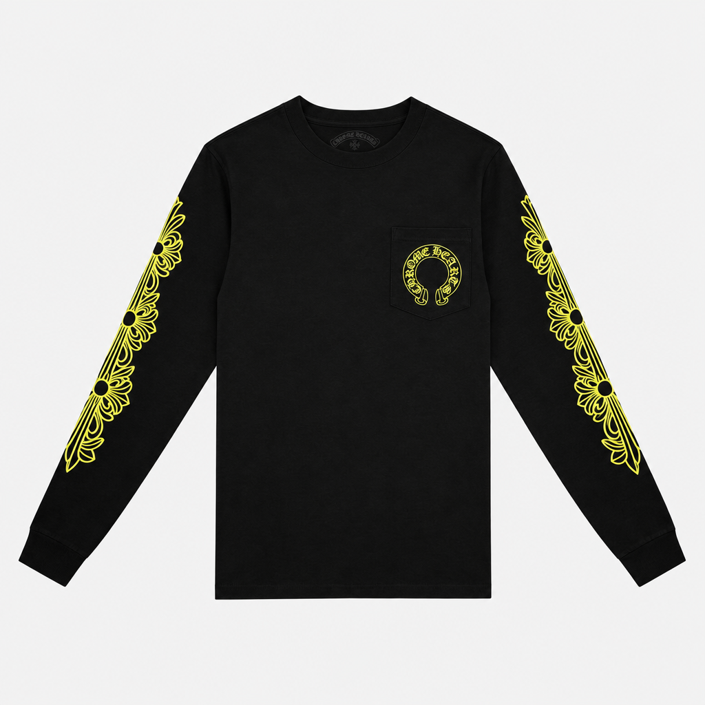 CHROME HEARTS | חולצה ארוכה שחורה צהובה