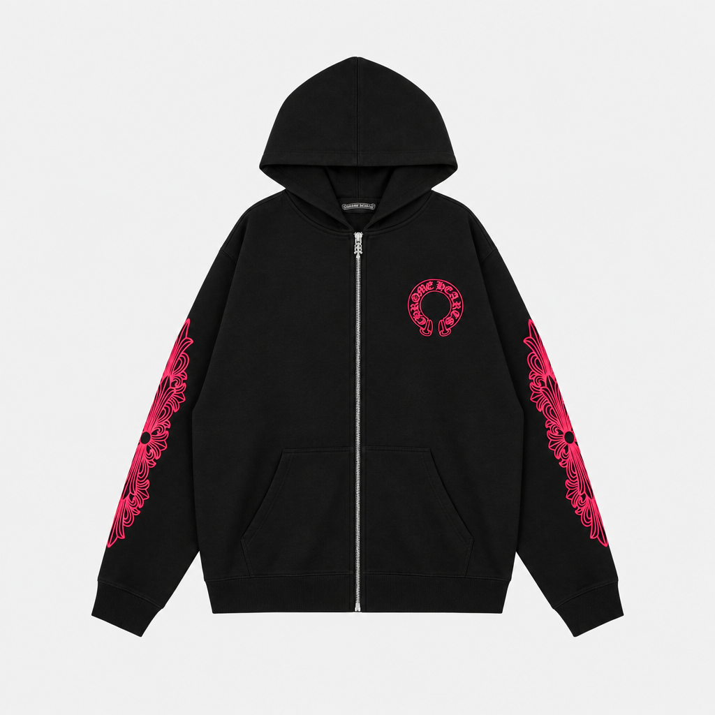 CHROME HEARTS | סווטשירט שחור ורוד