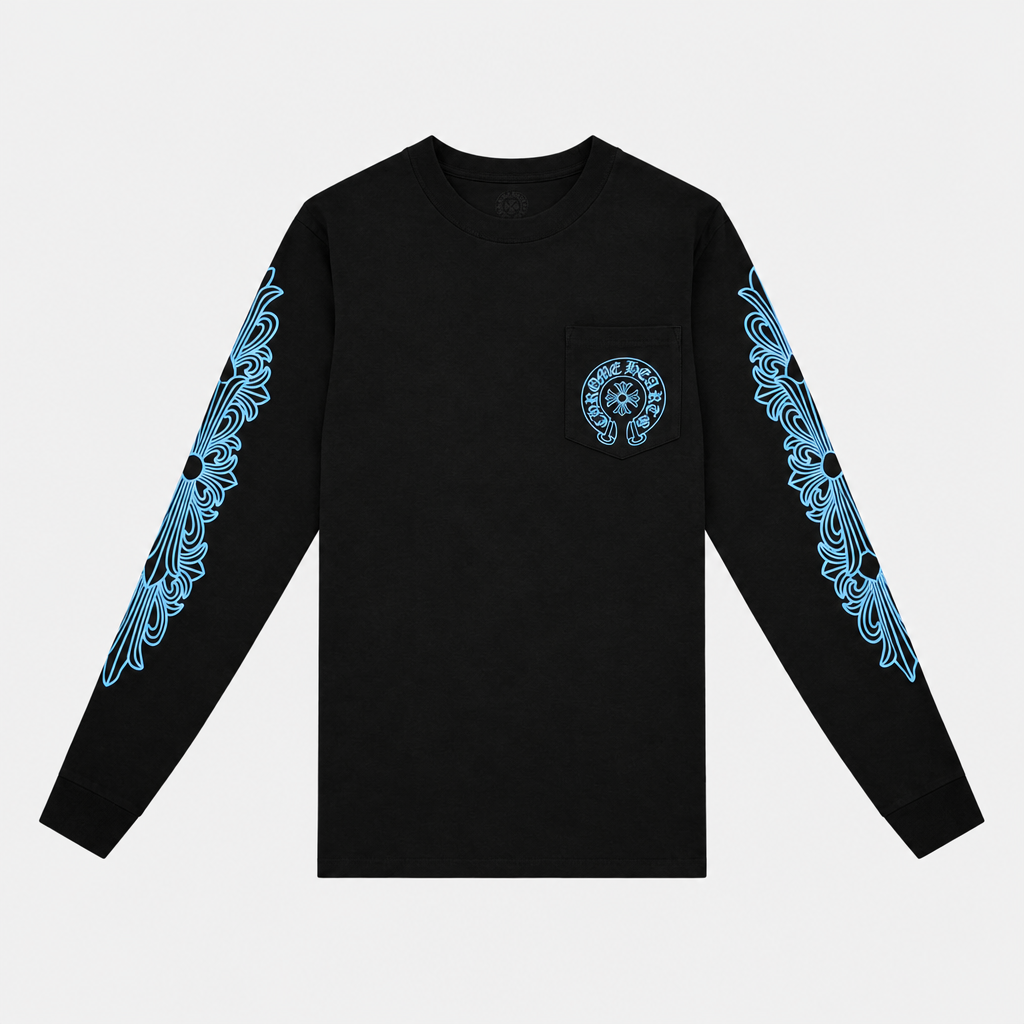 CHROME HEARTS | חולצה ארוכה שחורה תכלת