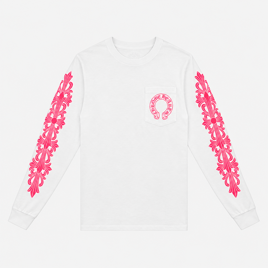 CHROME HEARTS | חולצה ארוכה לבנה ורודה