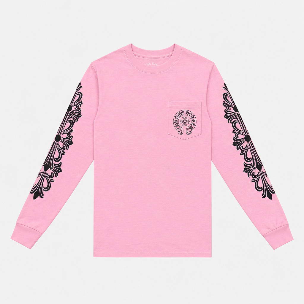 CHROME HEARTS | חולצה ארוכה ורודה שחורה