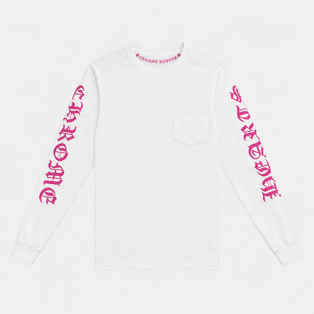 CHROME HEARTS | חולצה ארוכה לבנה ורודה 2