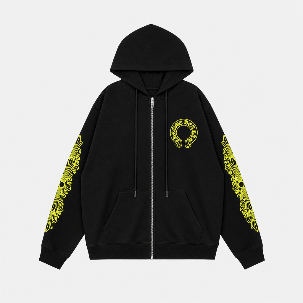 CHROME HEARTS | סווטשירט שחור צהוב