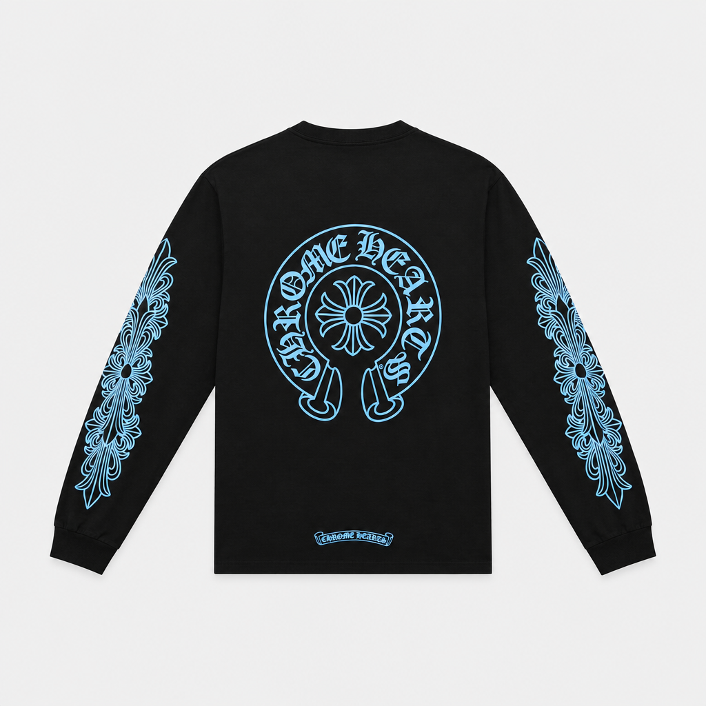 CHROME HEARTS | חולצה ארוכה שחורה תכלת
