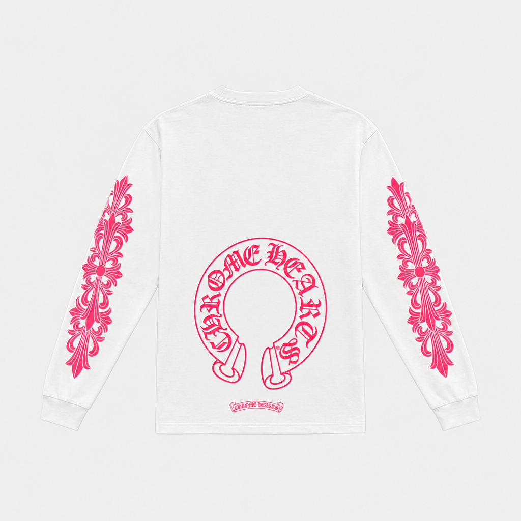 CHROME HEARTS | חולצה ארוכה לבנה ורודה