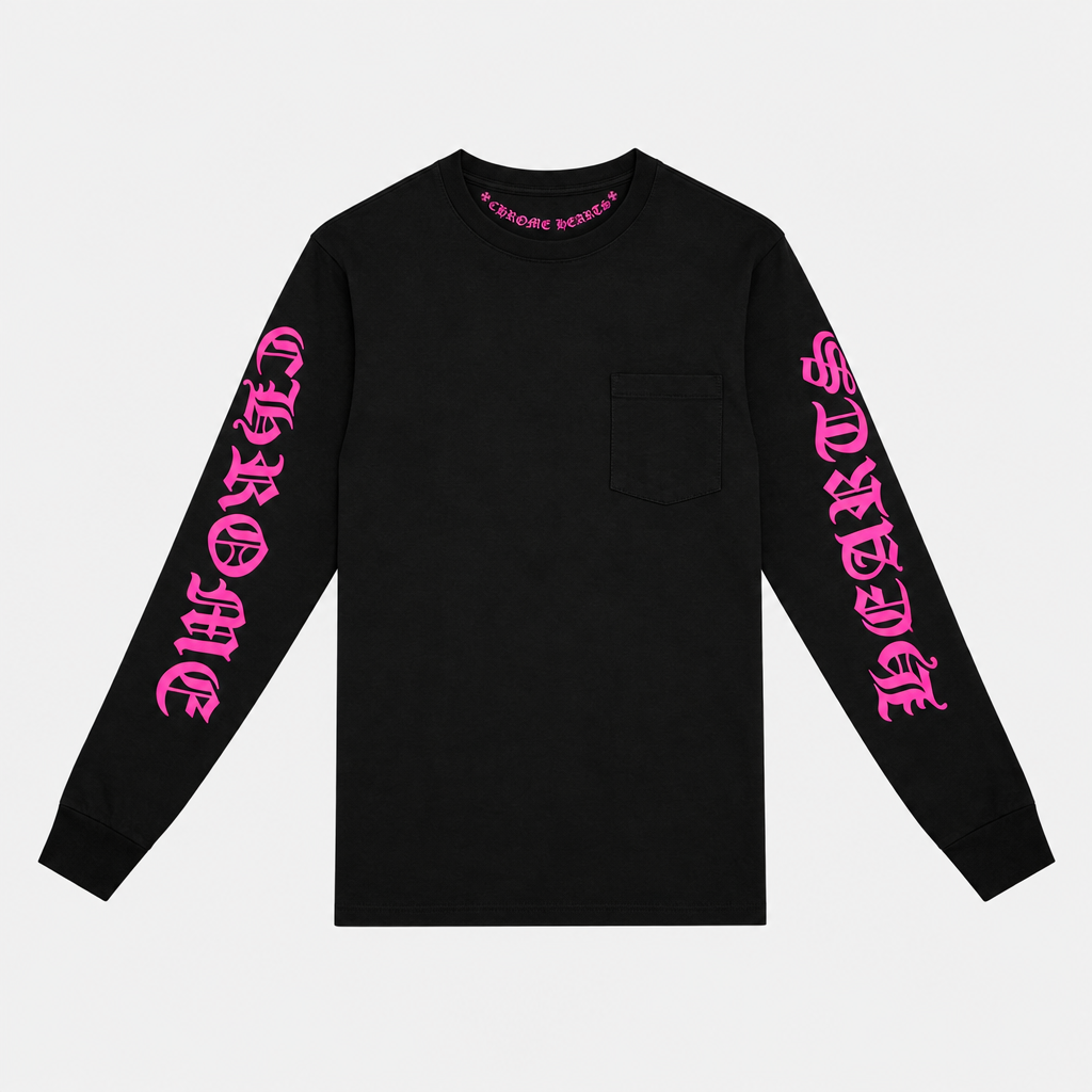 CHROME HEARTS | חולצה ארוכה שחורה ורודה 2